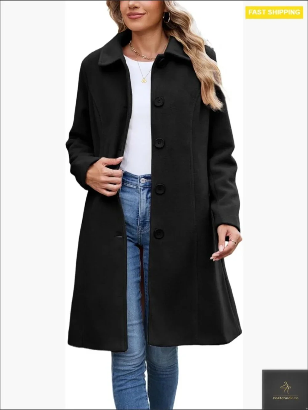 Faux Wool Single Breasted Long Trench Coat Dress Overcoat Winter Pockets